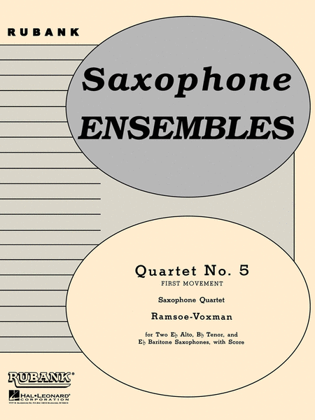 Quartet No. 5 (First Movement) - Saxophone Quartets With Score