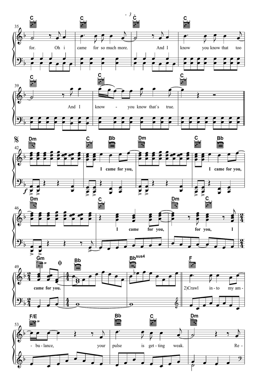 For You For You Piano, Vocal, Guitar scores gallery preview page 3