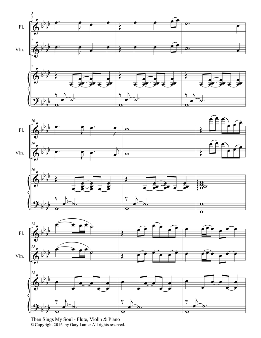 Trios for 3 GREAT HYMNS (Flute & Violin with Piano and Parts) Flute scores gallery preview page 3