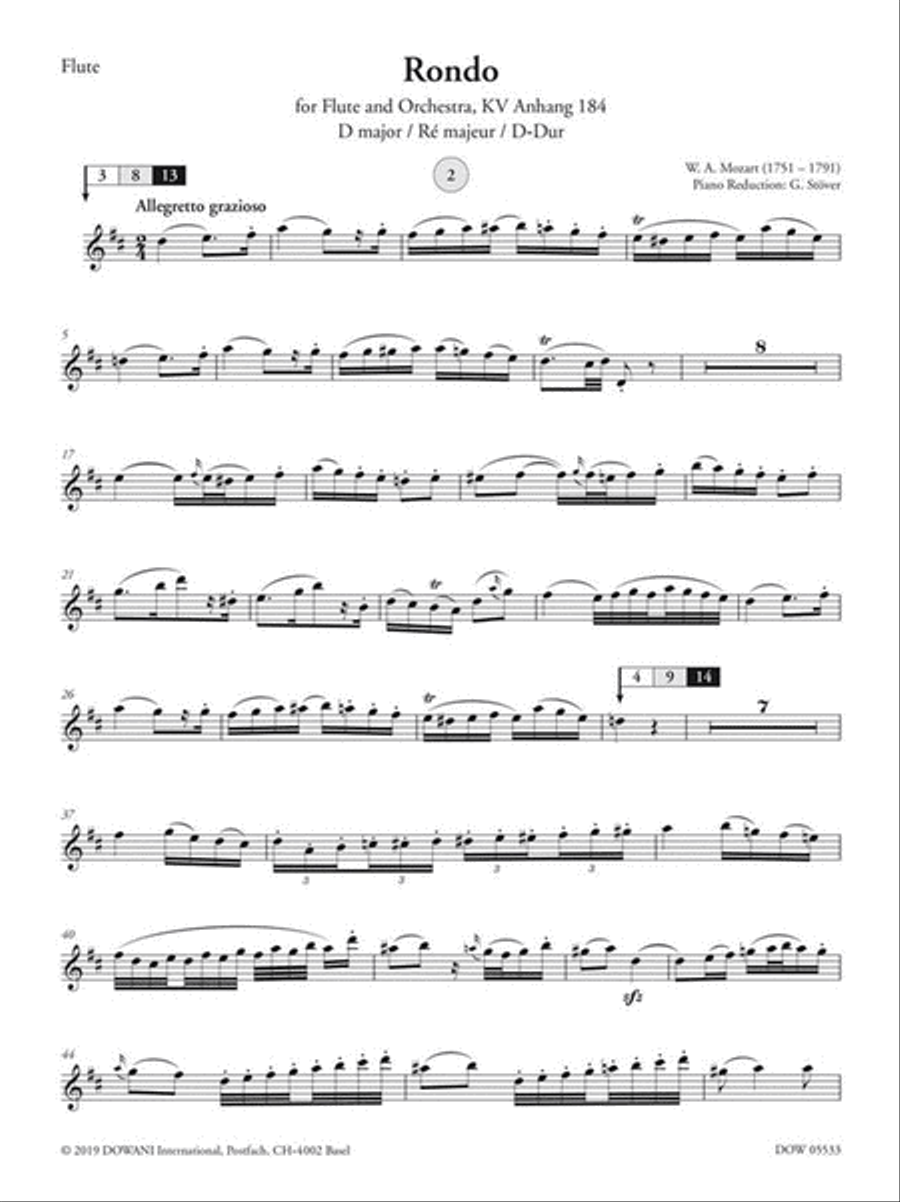 Rondo KV Anh. 184, Andante KV 315 Flute Solo scores gallery preview page 5