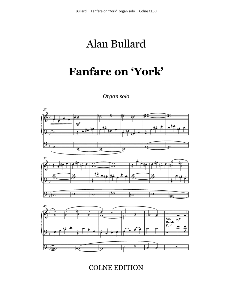 Fanfare on 'York' for organ solo image number null