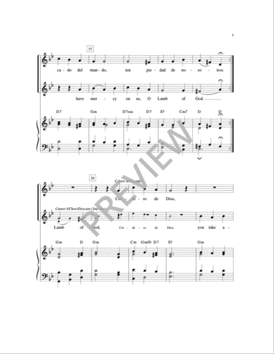 Lamb of God/Cordero De Dios Piano and Keyboard scores gallery preview page 3