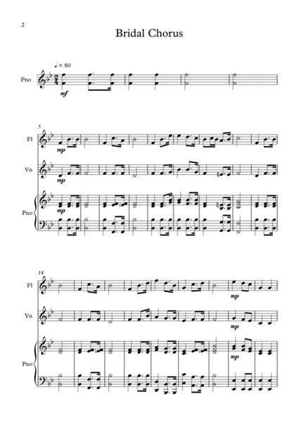 Bridal Chorus for Flute, Violin and Piano - Score Only image number null