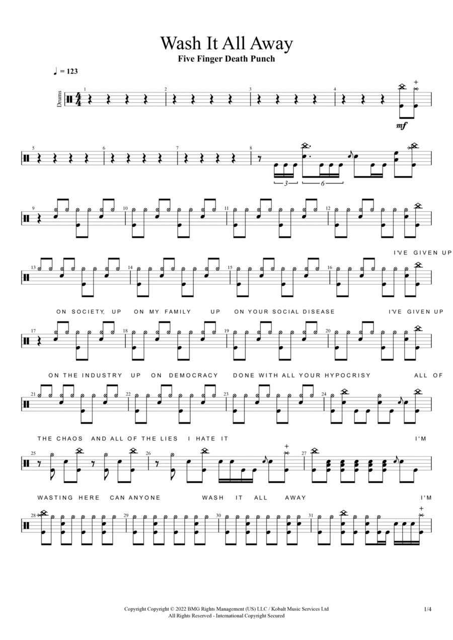 Wash It All Away Drum Set scores gallery preview page 1