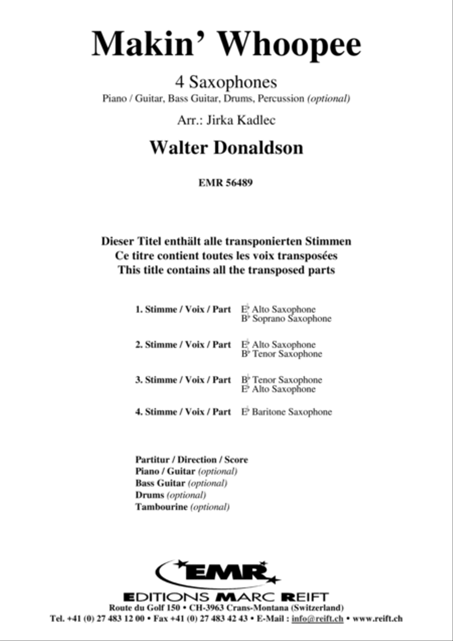Makin' Whoopee Saxophone Quartet scores gallery preview page 2