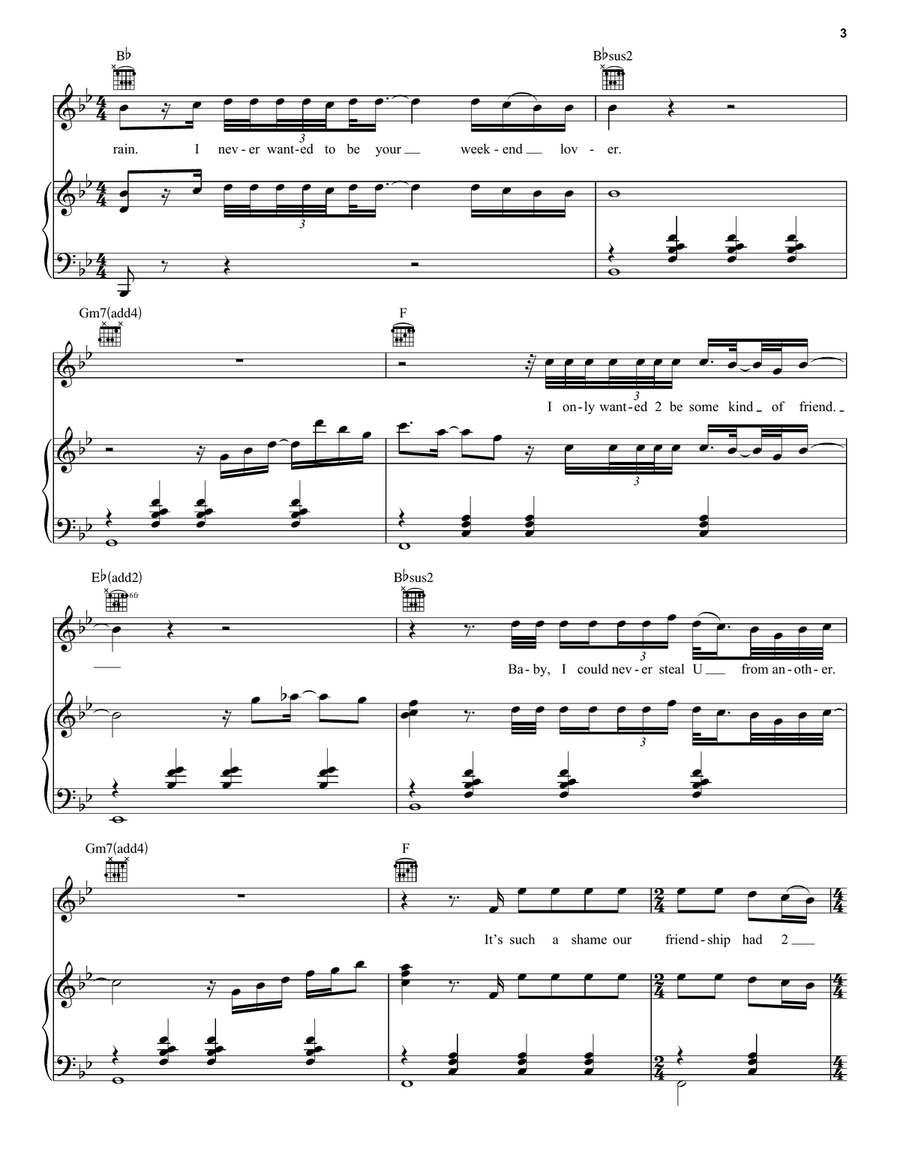 Purple Rain Piano, Vocal, Guitar scores gallery preview page 3
