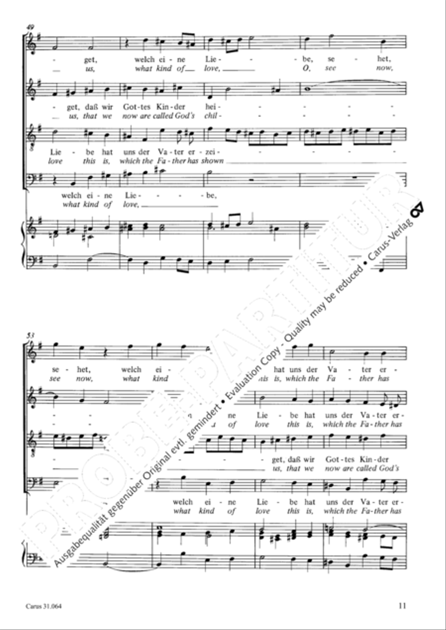 See now, what kind of love (Sehet, welch eine Liebe hat uns der Vater erzeiget) 4-Part scores gallery preview page 12