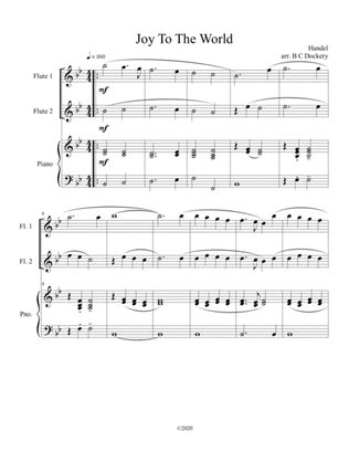 Book cover for Joy to the World (flute duet) with optional piano accompaniment