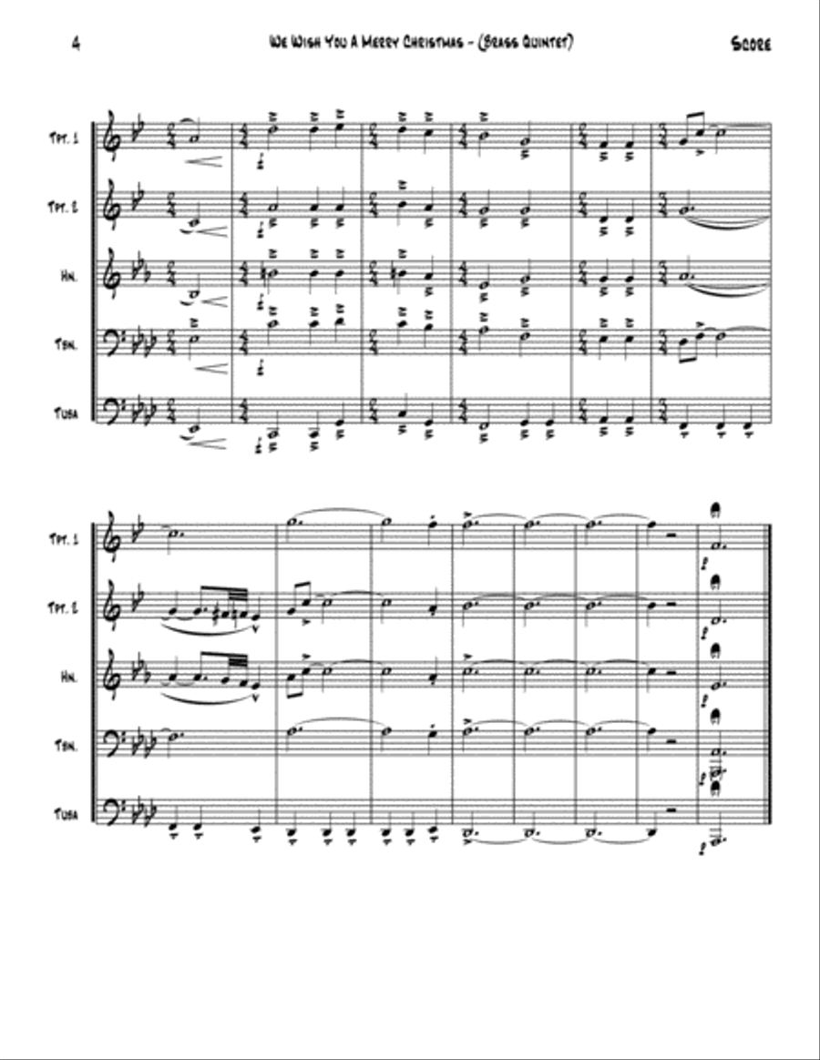 We Wish You A Merry Christmas Brass Ensemble scores gallery preview page 5