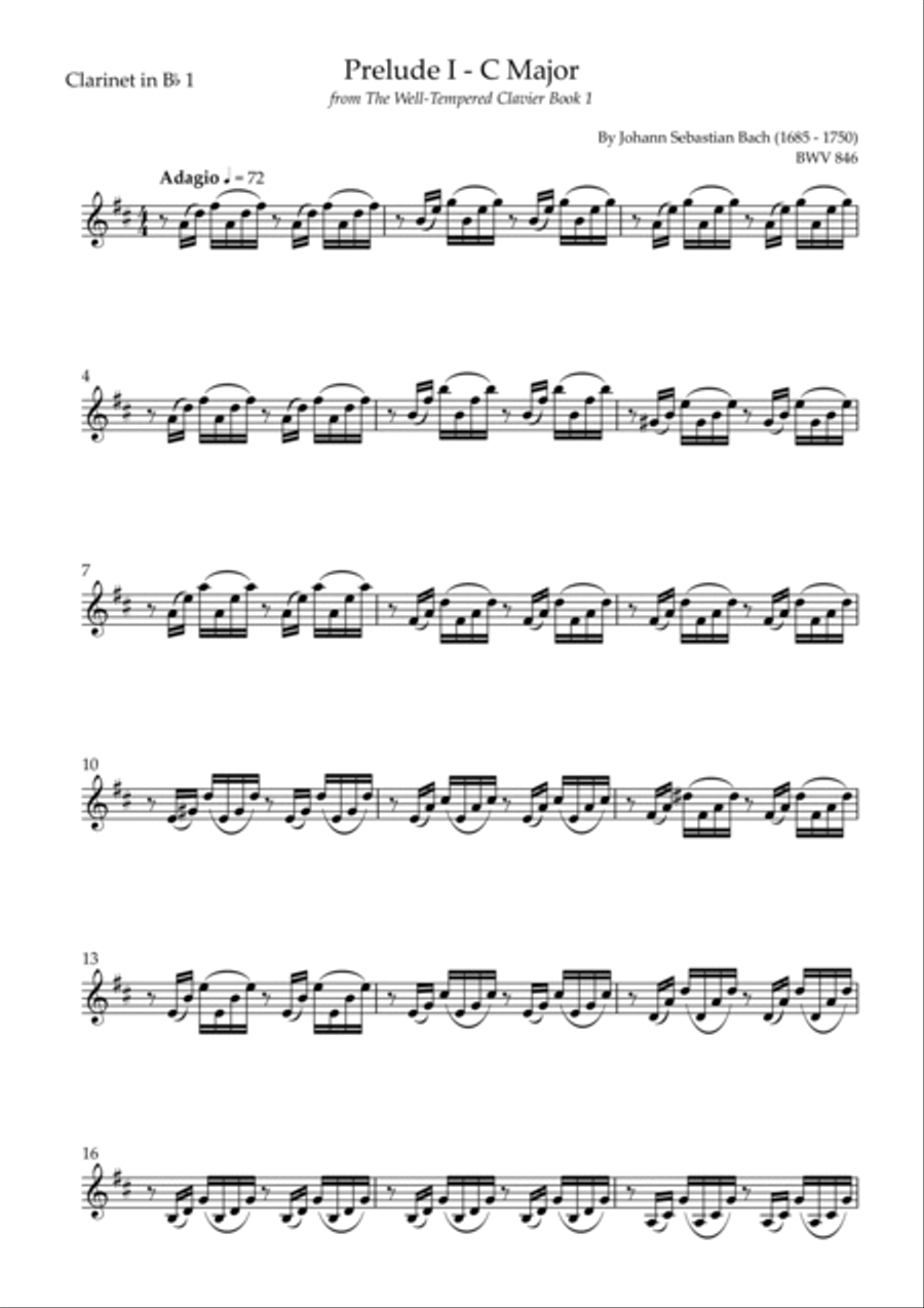 Prelude 1 in C Major BWV 846 (from Well-Tempered Clavier Book 1) for Clarinet Trio Clarinet Trio scores gallery preview page 4