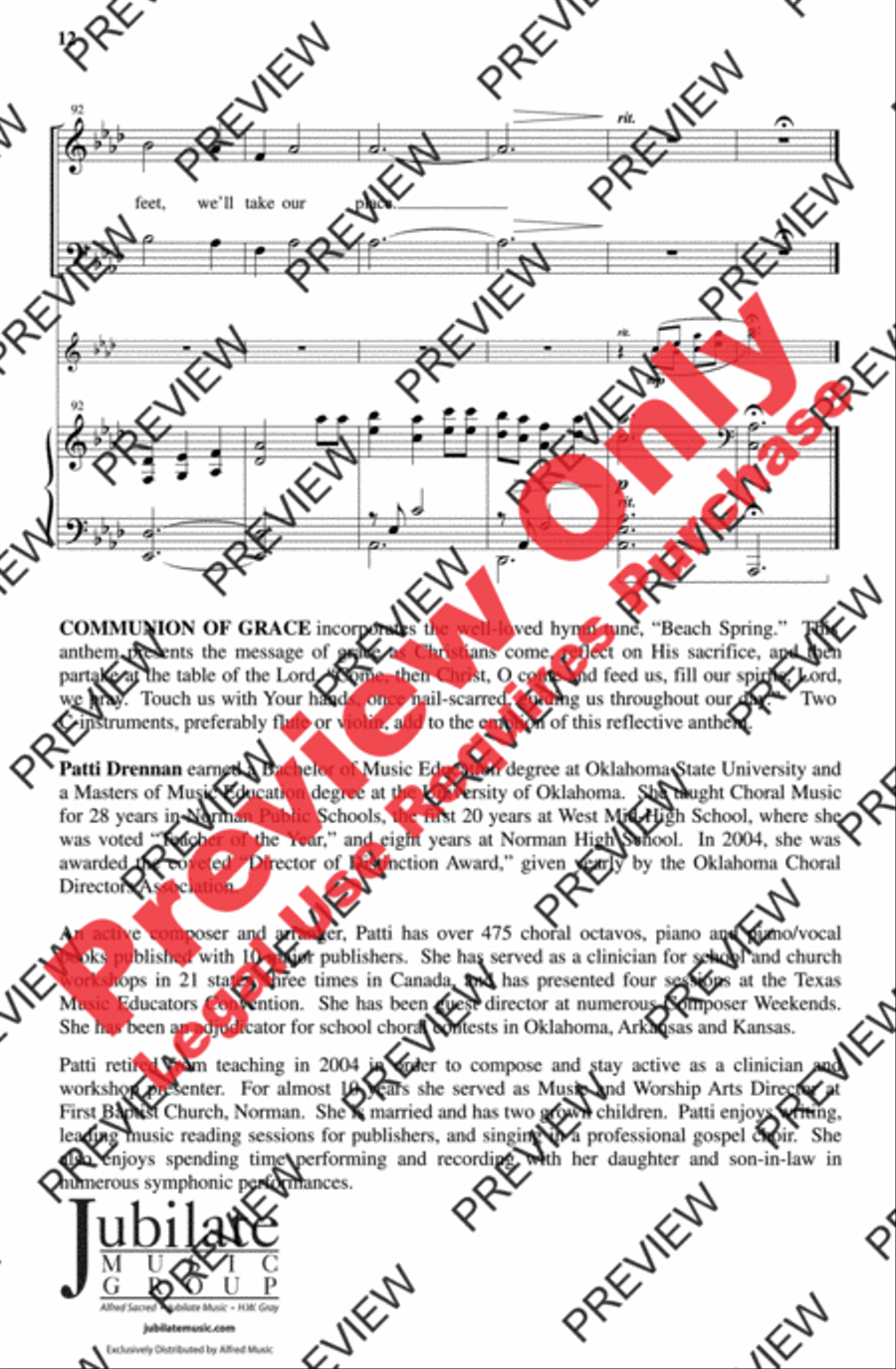 Communion of Grace 4-Part scores gallery preview page 12