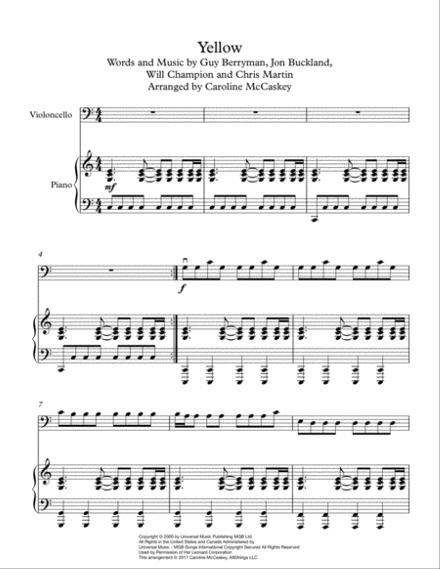Yellow Yellow Piano scores gallery preview page 2