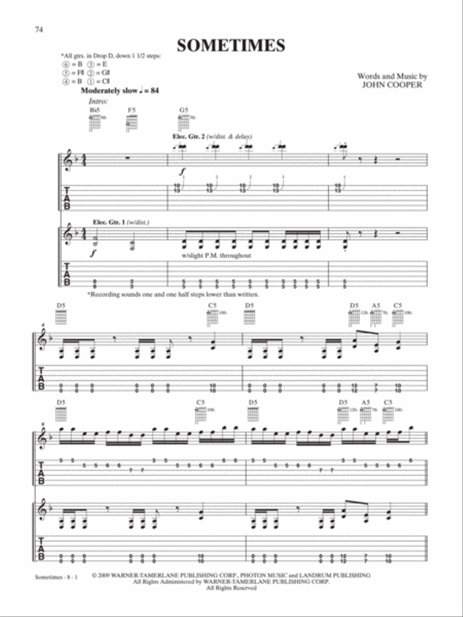 Sometimes Guitar Tablature scores gallery preview page 1