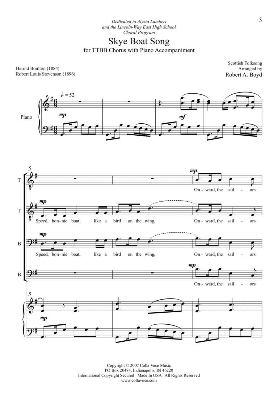 Skye Boat Song TTBB scores gallery preview page 1