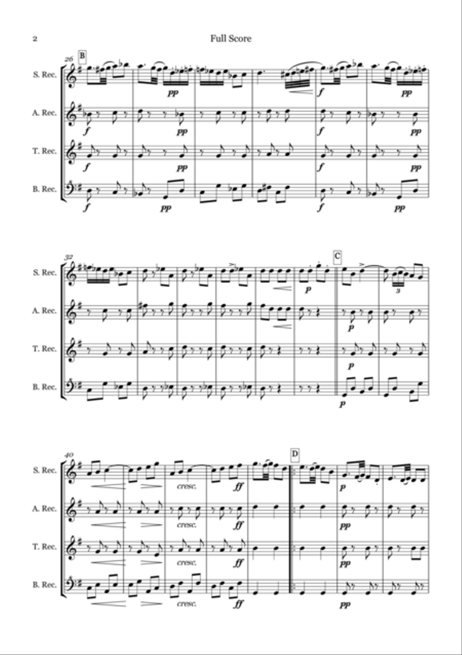 La Entra de la Mutra Pasodoble for Recorder Quartet Small Ensemble scores gallery preview page 3