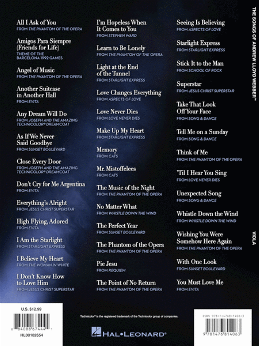 The Songs of Andrew Lloyd Webber Viola Solo scores gallery preview page 6