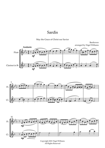 Sardis (May the Grace of Christ our Savior), for Flute and Clarinet image number null