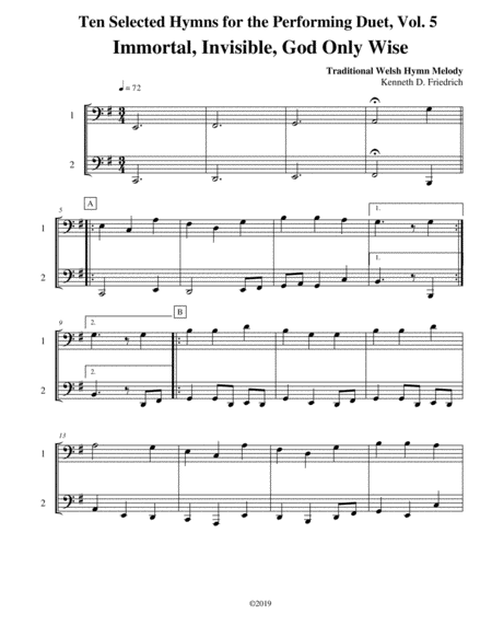 Ten Selected Hymns for the Performing Duet, Vol. 5 - trombone (euphonium) and bass trombone (tuba)