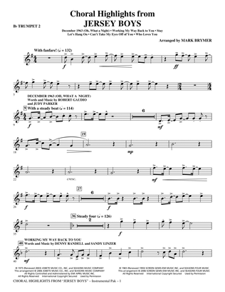 Jersey Boys (Choral Highlights) - Bb Trumpet 2