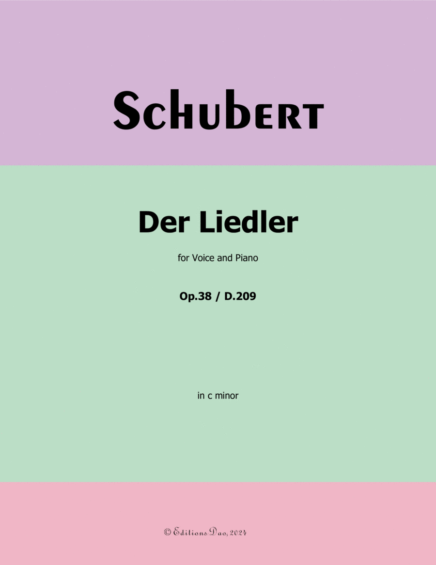 Der Liedler, by Schubert, Op.38(D.209), in c minor Voice scores gallery preview page 1