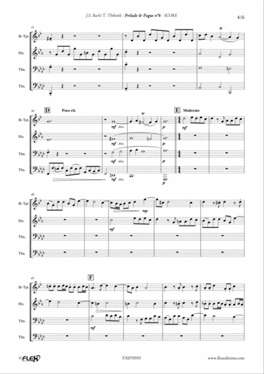 Prelude & Fugue n6 in G minor (BWV 558) Brass Quartet scores gallery preview page 4