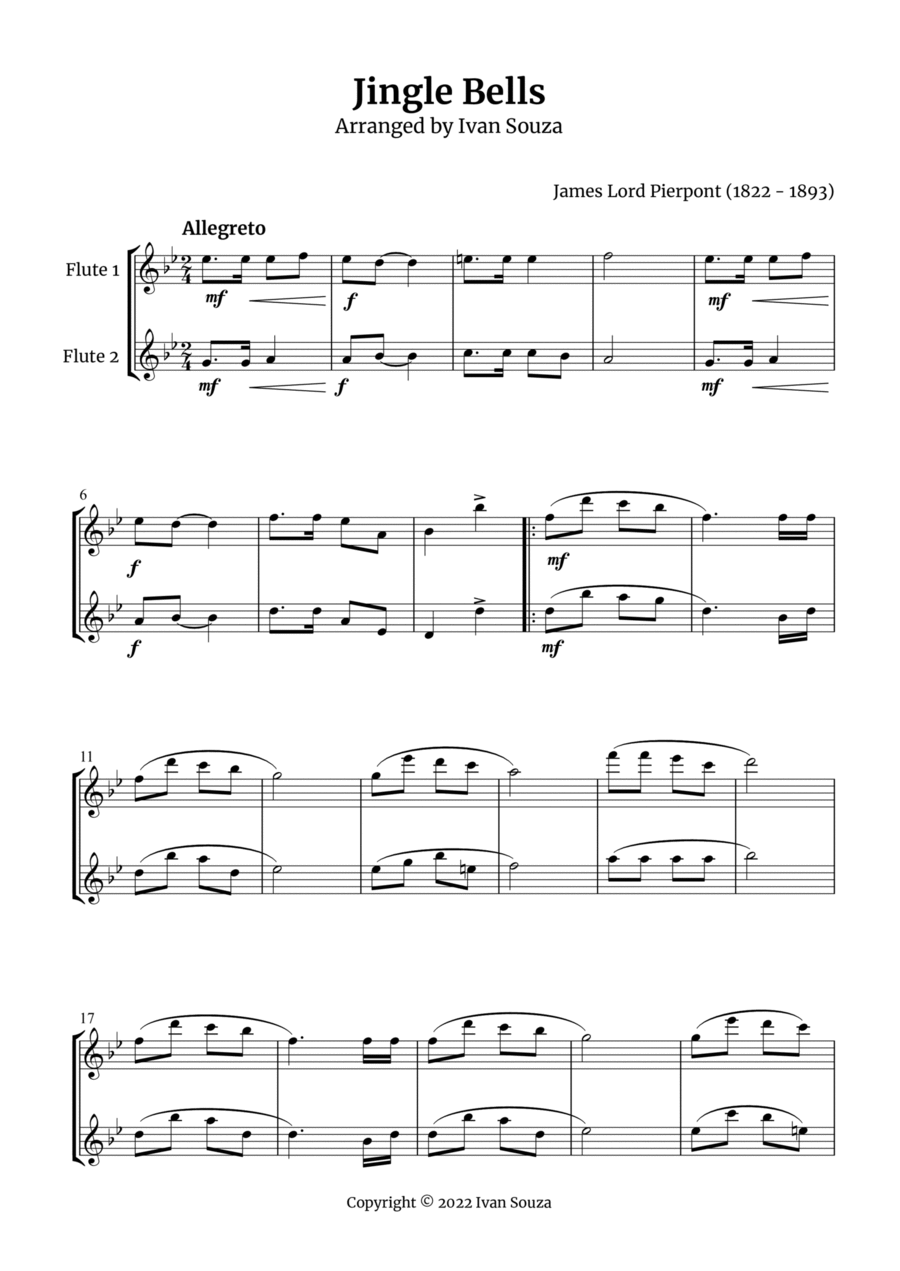 Jingle Bells Flute Duet scores gallery preview page 1