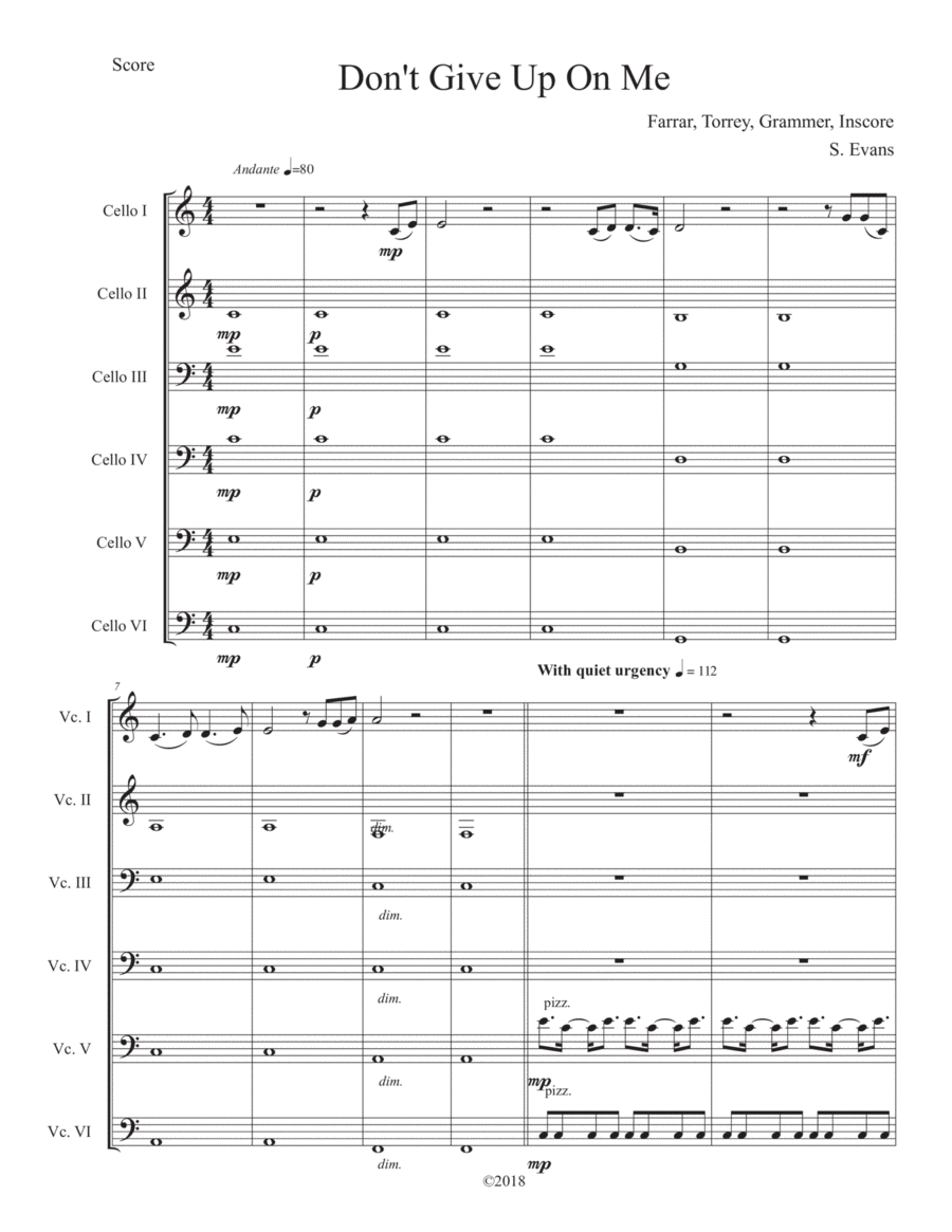 Don't Give Up On Me Cello scores gallery preview page 1