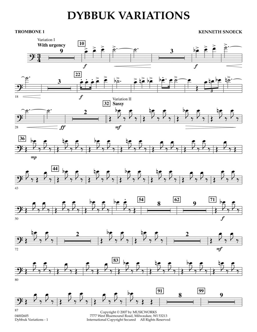 Dybbuk Variations - Trombone 1