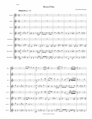 Book cover for Bossa Folia for flute octet or flute choir