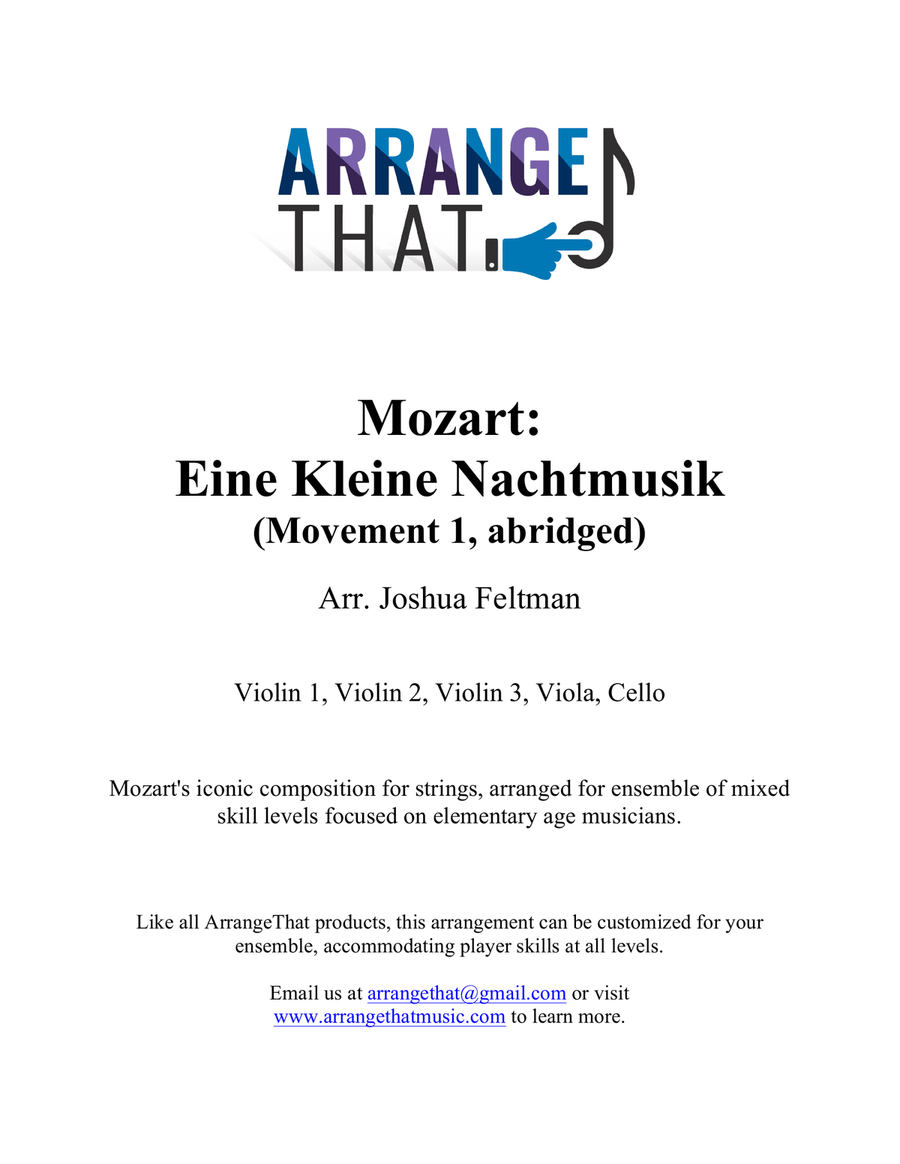Mozart: Eine Kleine Nachtmusik (grade 1-3 strings) String Orchestra scores gallery preview page 1