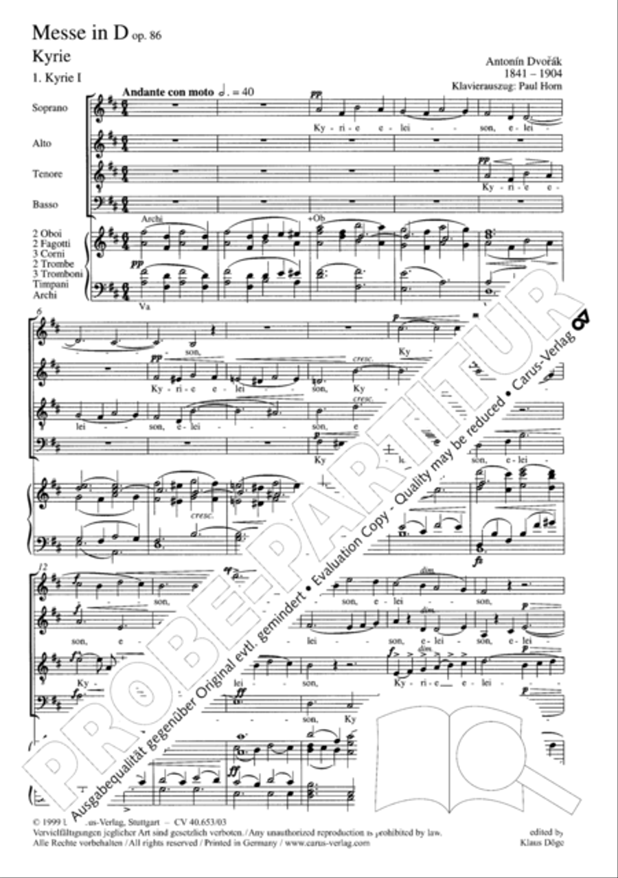 Mass in D Major (Missa in D) 4-Part scores gallery preview page 4