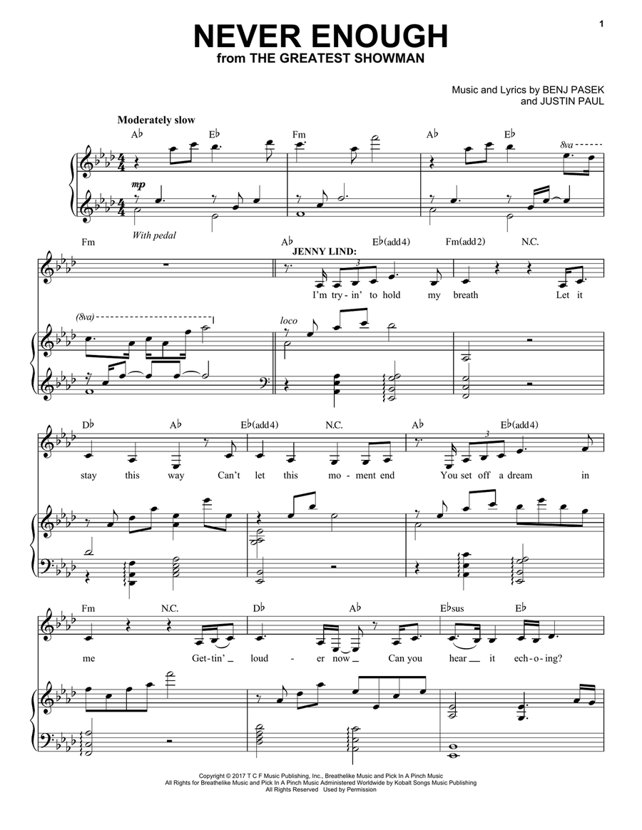 Never Enough Never Enough Voice scores gallery preview page 1