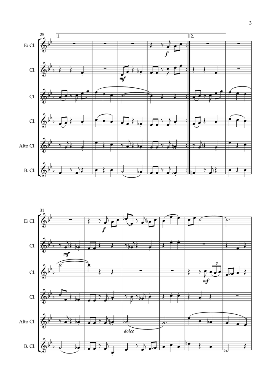 Weekend in Paris. Original Jazz Waltz for Clarinet Choir Clarinet Choir scores gallery preview page 4