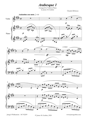 Debussy: Two Arabesques for Violin & Piano