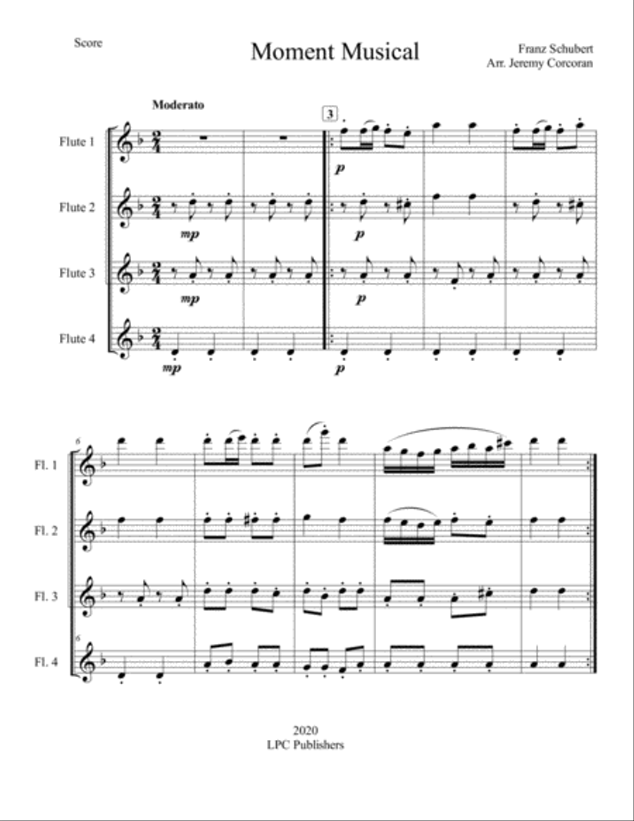 Moment Musical for Flute Quartet Flute Quartet scores gallery preview page 2