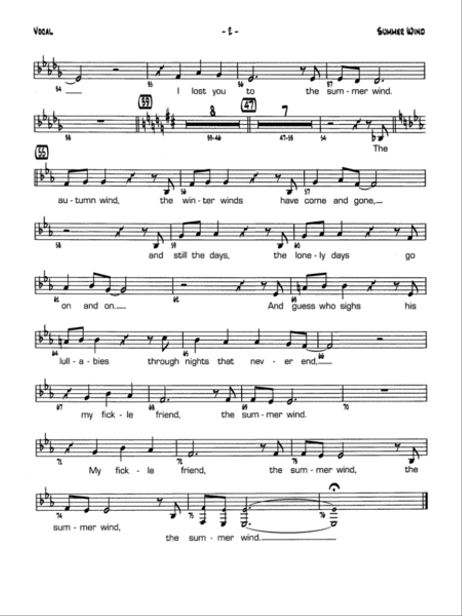 Summer Wind: Vocal Solo Jazz Ensemble scores gallery preview page 2