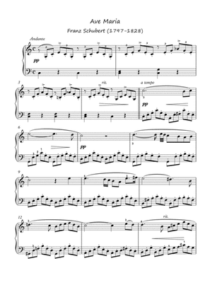 Ave Maria Franz Schubert for easy piano