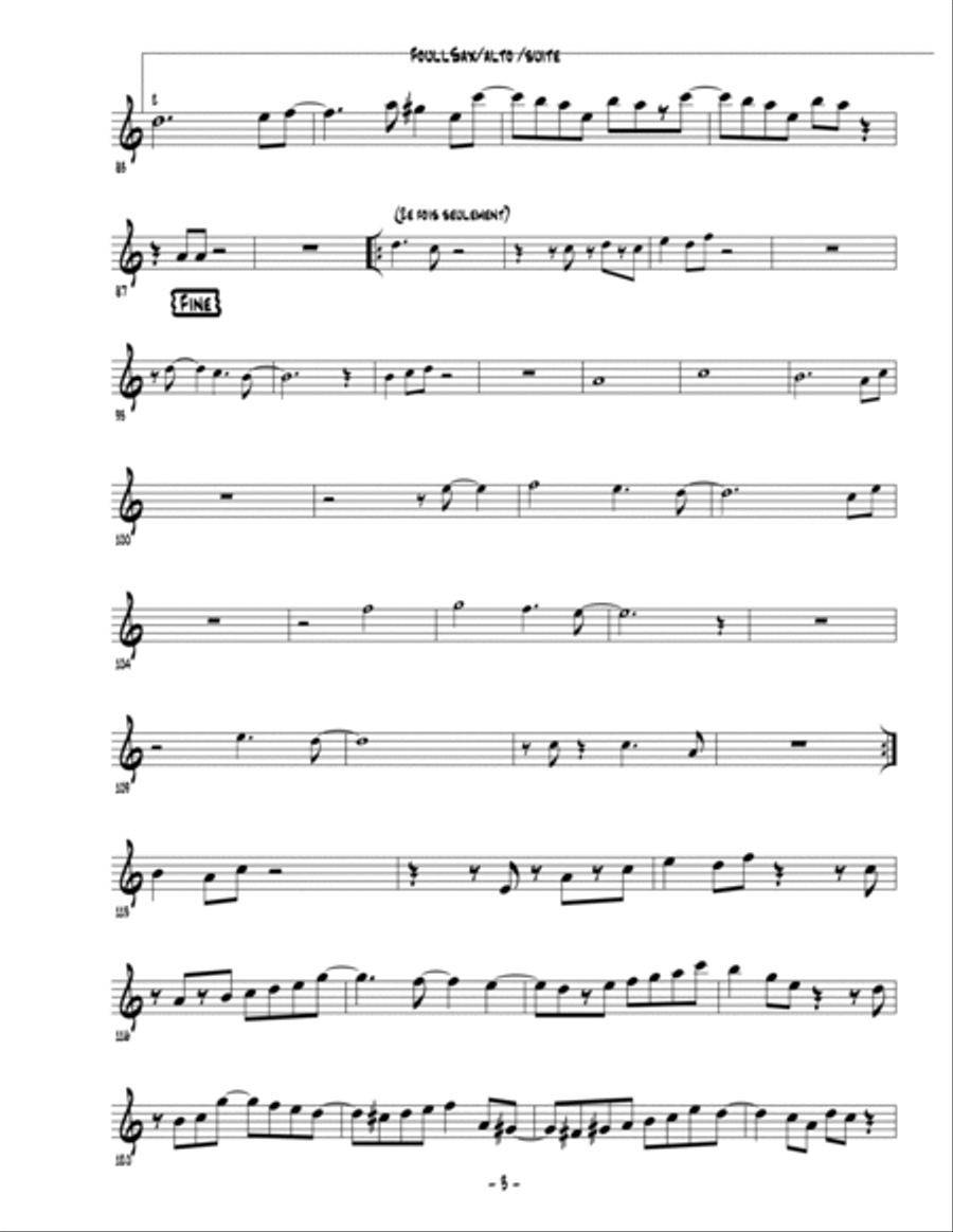 FoullSax / pour Quatuor de Saxophone, Guitare, Contrebasse et Batterie Jazz Ensemble scores gallery preview page 3