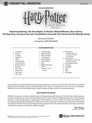 Book cover for Harry Potter and the Half-Blood Prince, Concert Suite from: Score