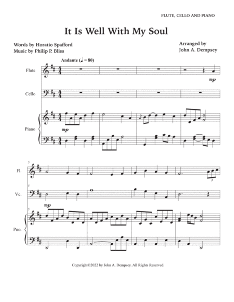 It Is Well With My Soul (Trio for Flute, Cello and Piano) Small Ensemble scores gallery preview page 5