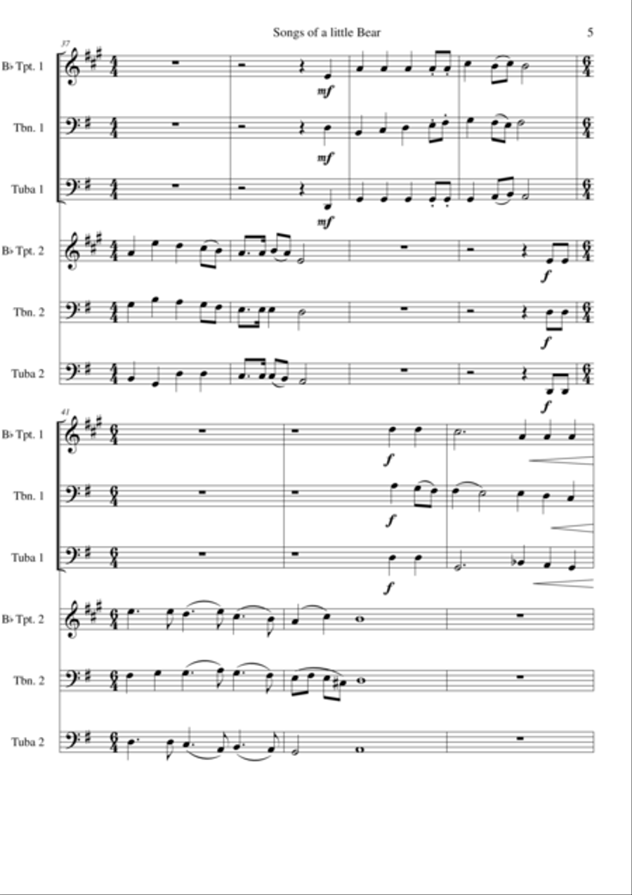 Songs of a little Bear for brass sextet Brass Ensemble scores gallery preview page 5