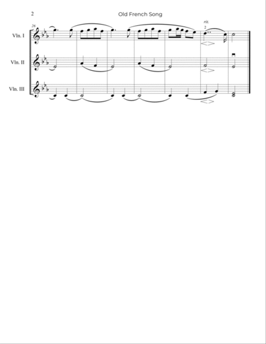 Tchaikovsky: Old French Song, Op.39, No.16 - Violin Trio (Violin Choir) Choir scores gallery preview page 3