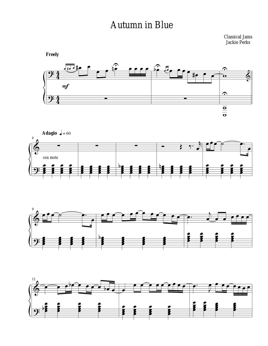 Autumn In Blue Autumn In Blue Piano Solo scores gallery preview page 1