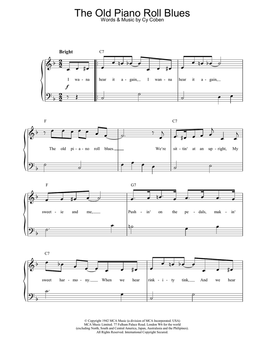 The Old Piano Roll Blues Piano Solo scores gallery preview page 1
