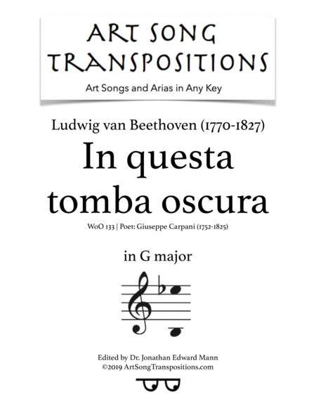 BEETHOVEN: In questa tomba oscura, WoO 133 (transposed to G major)