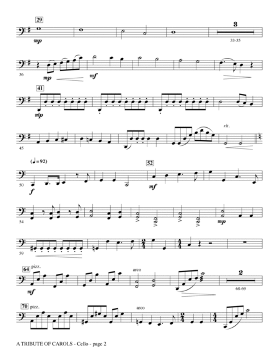 A Tribute of Carols - Cello Choir scores gallery preview page 2