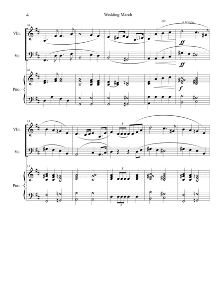Wedding March (Violin and Cello Duet) with optional piano accompaniment image number null