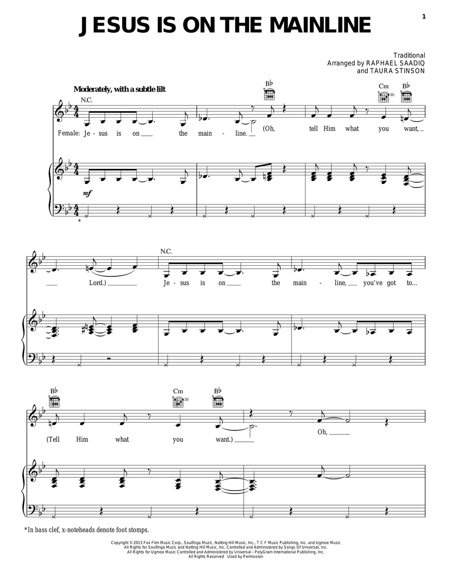 Jesus Is On The Mainline (from Black Nativity) Guitar scores gallery preview page 1