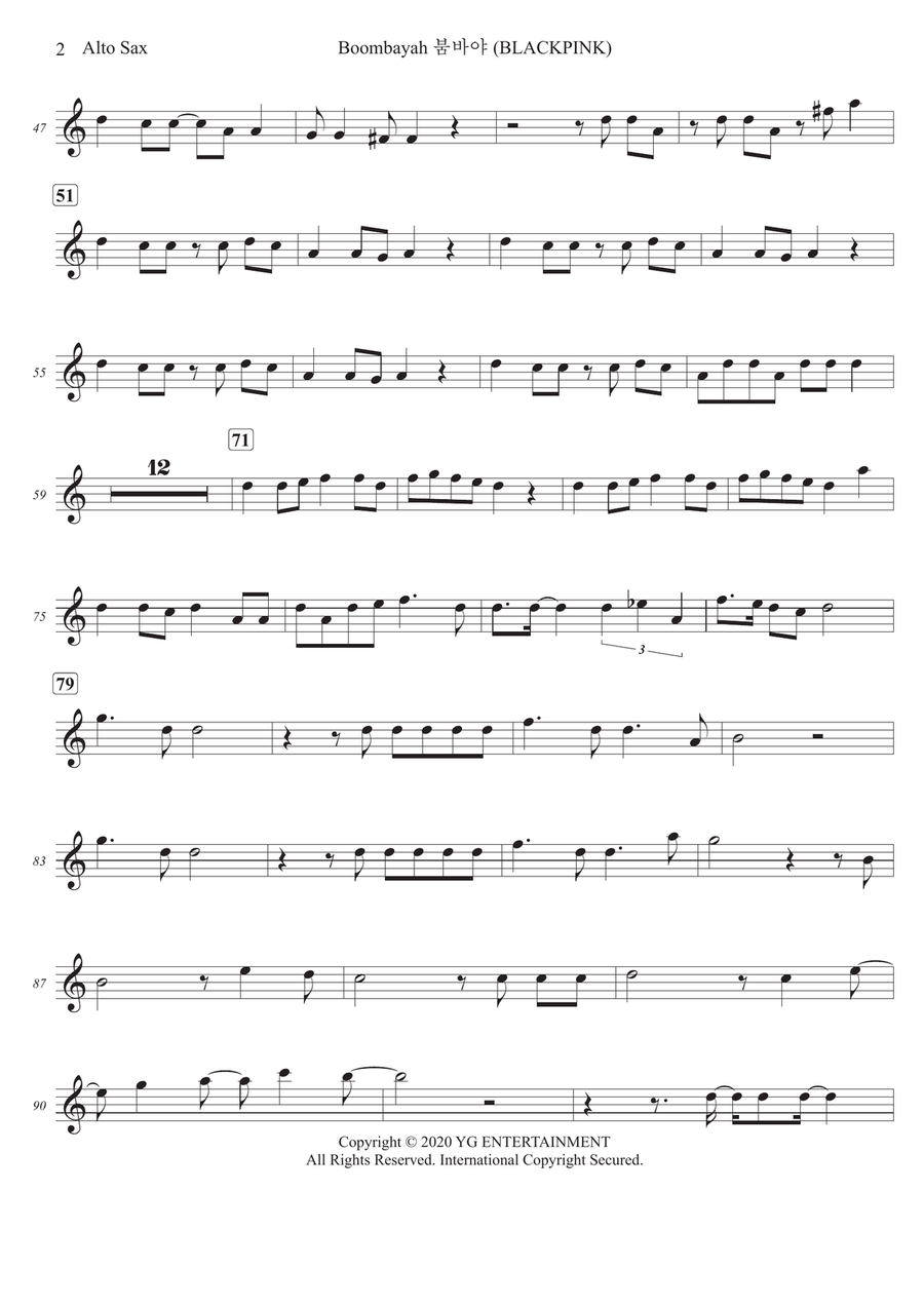 Boombayah Alto Saxophone scores gallery preview page 2