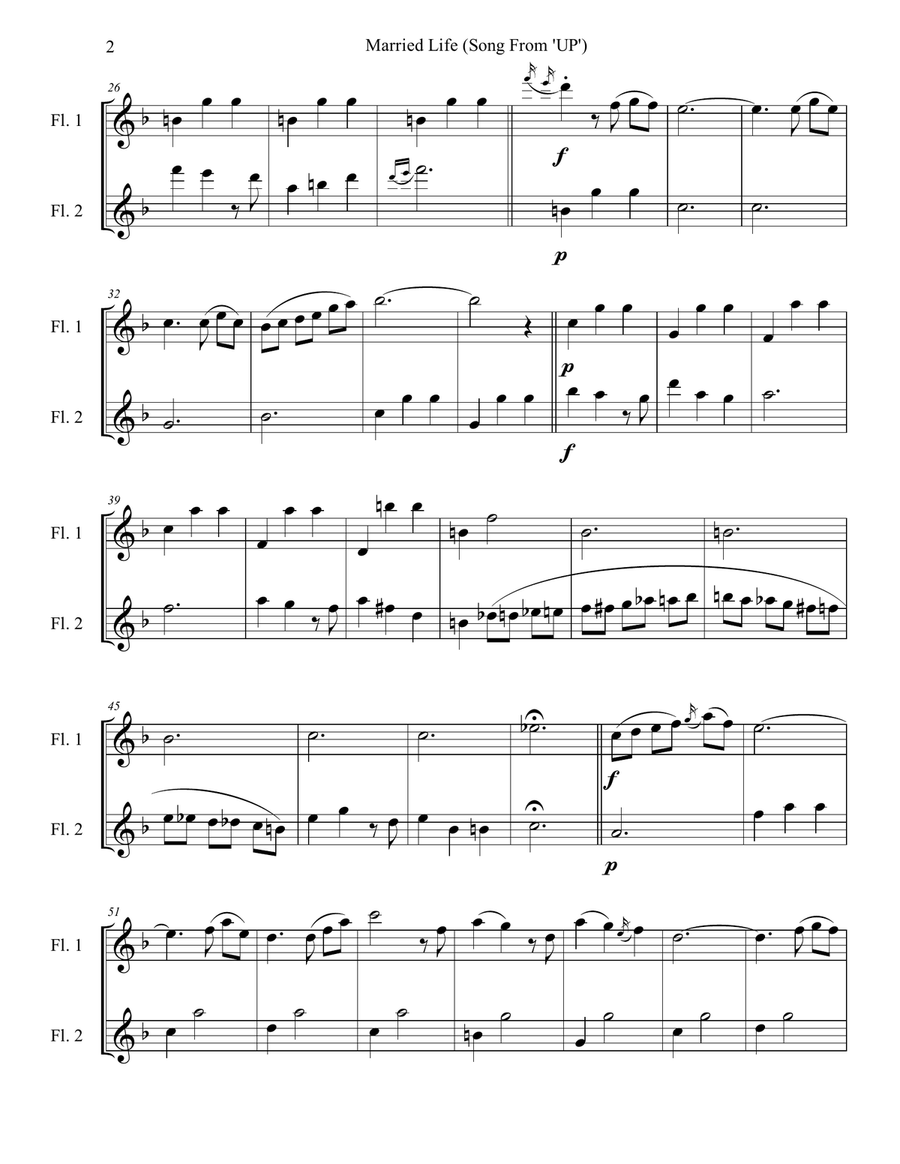 Married Life Flute Duet scores gallery preview page 2